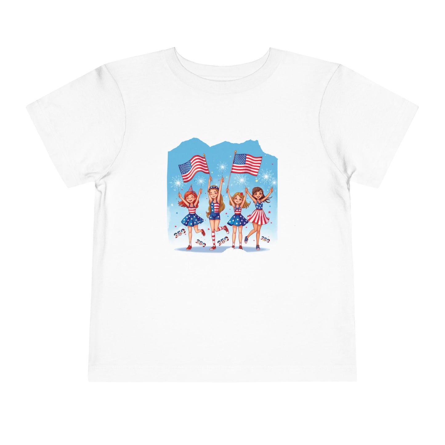 American 250th Anniversary Toddler Short Sleeve Tee ( Cheerleaders)