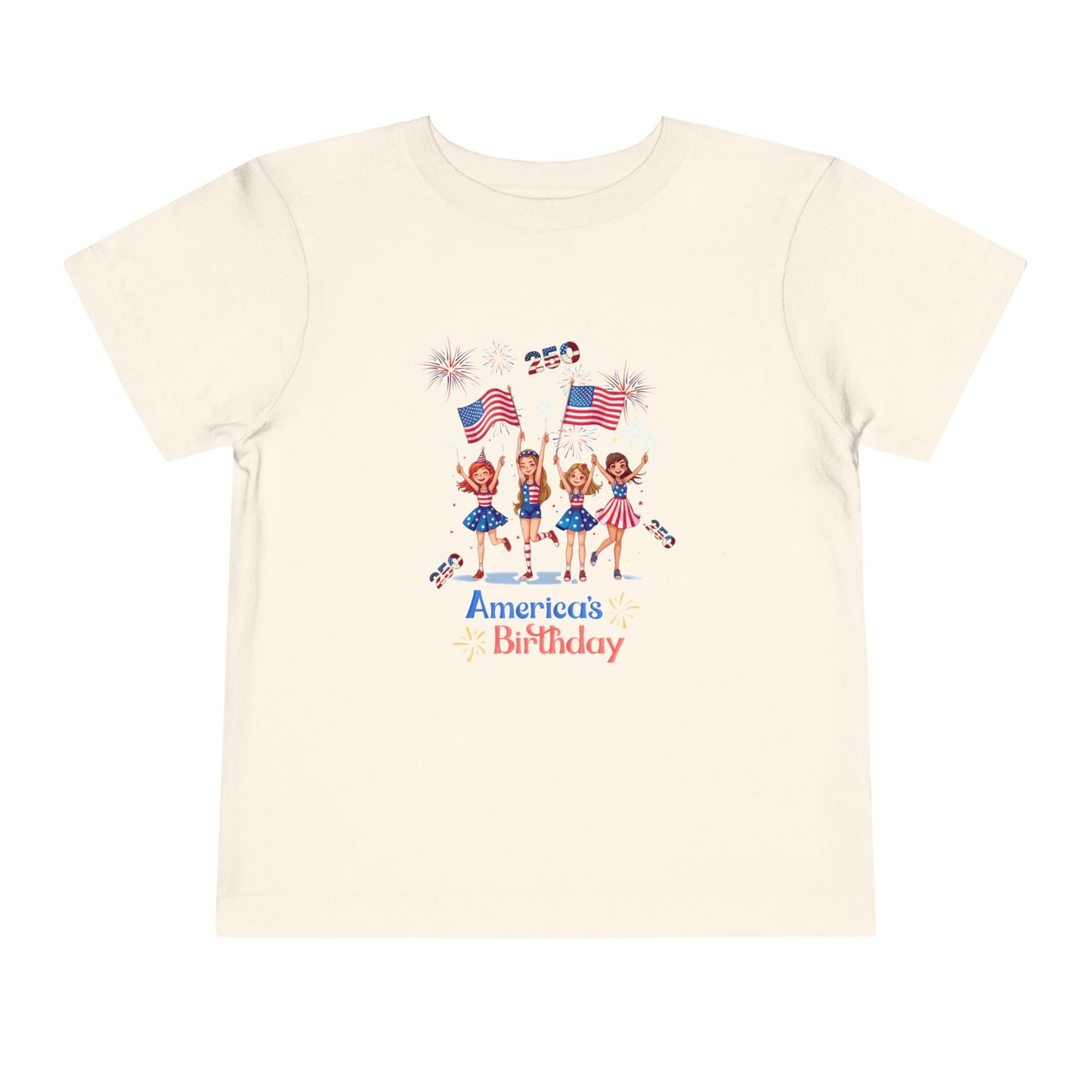 American 250th Anniversary Toddler Short Sleeve Tee ( Cheerleading)