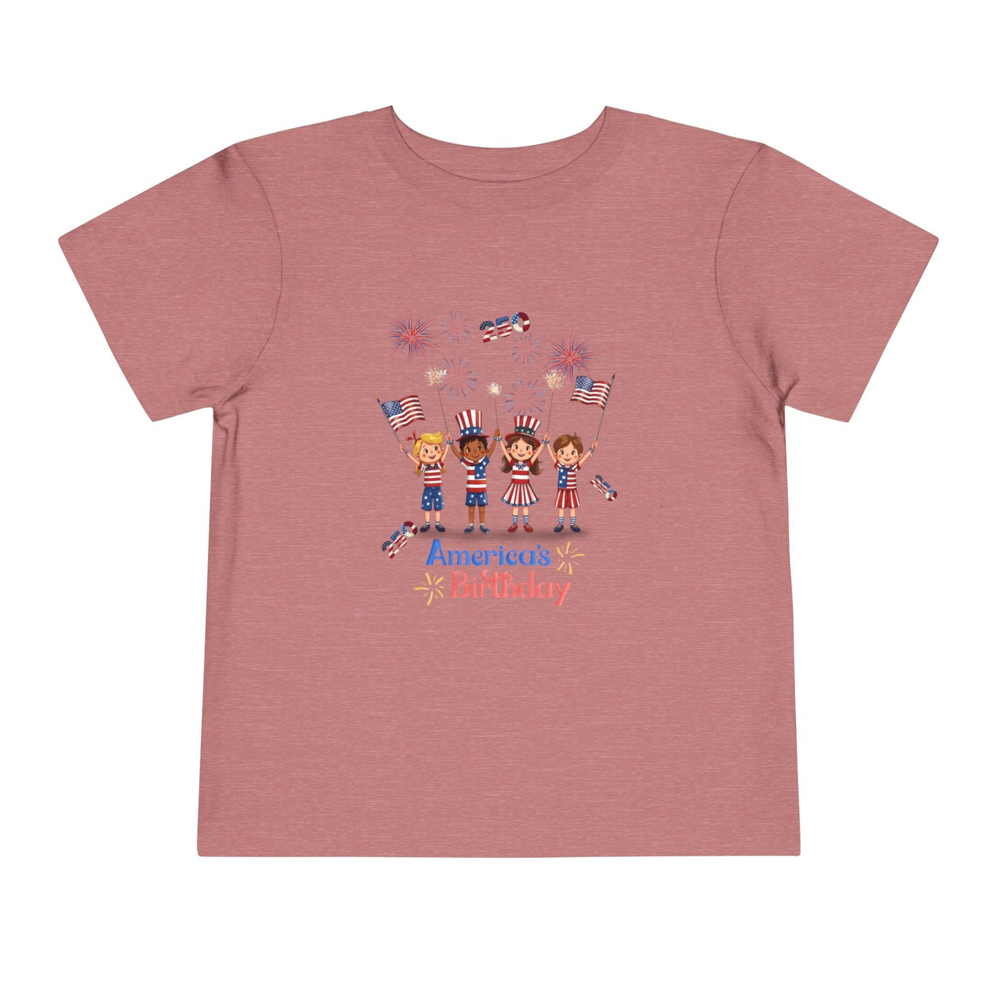 American 250th Anniversary Toddler Short Sleeve Tee (Top Hat Fireworks)