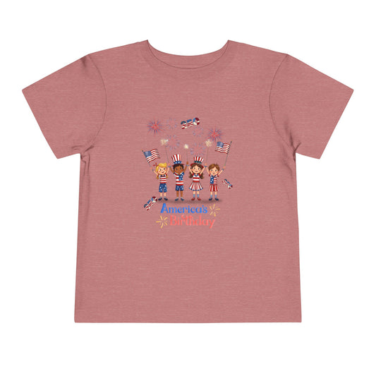 American 250th Anniversary Toddler Short Sleeve Tee (Top Hat Fireworks)