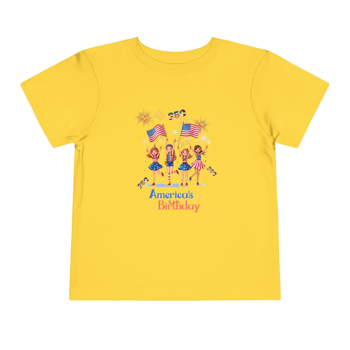 American 250th Anniversary Toddler Short Sleeve Tee ( Cheerleading)